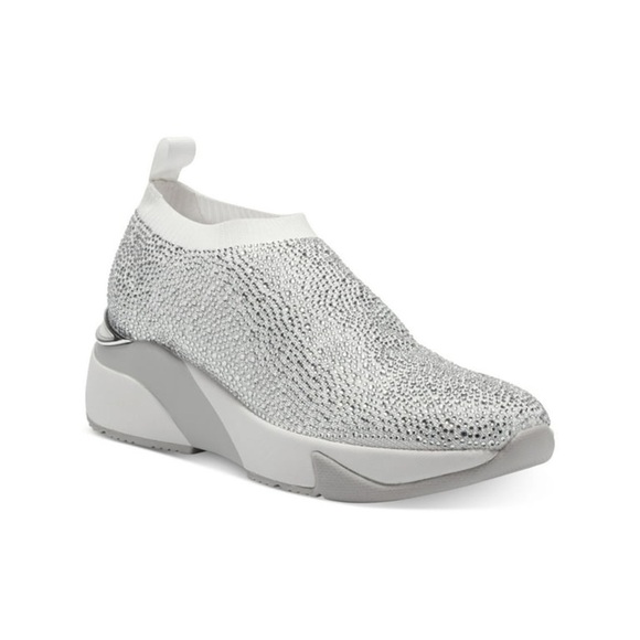 INC Womens White Embellished Onida Round Toe Wedge Slip On Sneakers - Picture 1 of 6